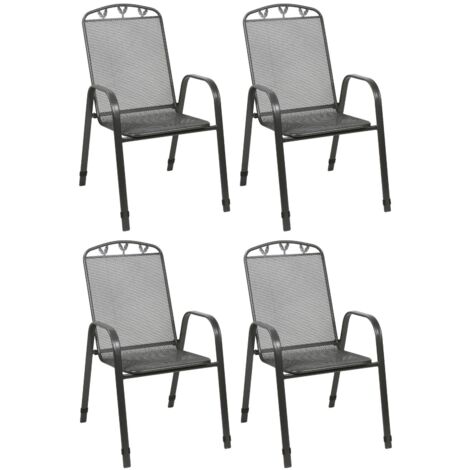 BURI Metall Stapelstühle 4erSet Anthrazit Gartenstühle Terrassenstühle