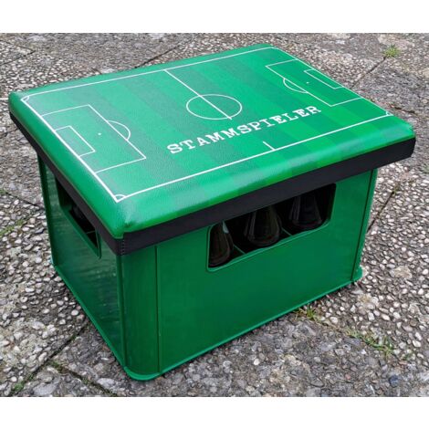 Bierkastensitz Fußball Getränkekistensitz Sitzkissen Sitzpolster Sitzauflage Kastenpolster Bierkistenpolster Kistenaufsatz Fanartikel - grün