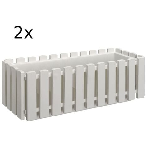 2erSet Blumenkasten weiß Balkonkasten Landhausstil Blumentopf Zaun