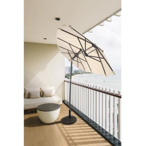 Balkon Sonnenschirm 300x150 cm UPF50 drei Kuppeln Sonnenschutz Gartenschirm Terrassenschirm Balkonschirm Sonnenschutzschirm Strandschirm Natur