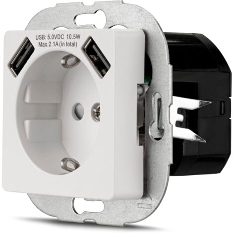 Zenitech - Caricatore USB doppio 2,1A con anello di estrazione - Bianco