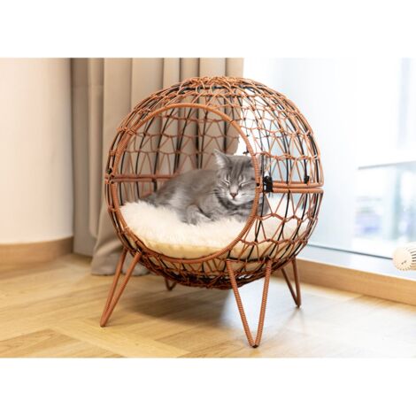 Katzenhängematte Aus Rattan - Korbbett Für Kleine Räume, Indoor Katzenbett