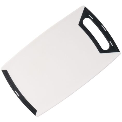 BURI Anti-Slip Schneidbrett 35x21cm Küchenbrett Frühstücksbrett rutschfest Kunststoff - weiß/schwarz
