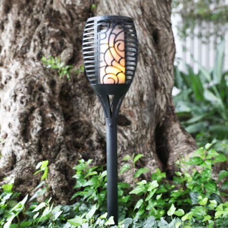 Solar Gartenfackel Rattanoptik Gartenlampe Gartenlaterne Solarleuchte Solarlampe (1/4)