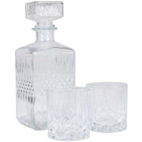 Whiskykaraffe aus Glas 850ml Whisky Whiskey Cognac Likör Karaffe Dekanter