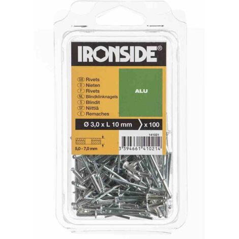 Blindnieten 3,0/10 mm Aluminium, Verpackungsinhalt: 100 Stück