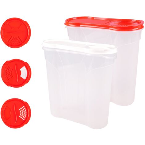 Rival Schüttdosen 1,3/2,4/4 L Cerealienbox Müslidose Cornflakesdose Vorratsdose Aufbewahrungsdosen Vorratsdose Streudosen - weiß, 2.4 Liter (1Stück)