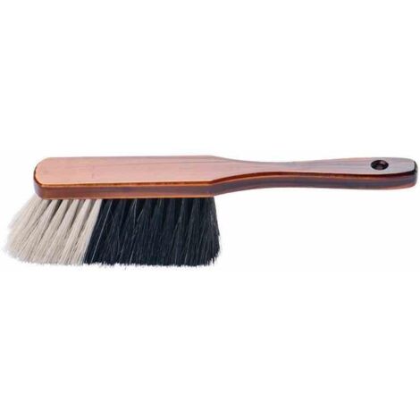 Handfeger Rosshaarmischung 29 cm weißer Bart, braun lackiert