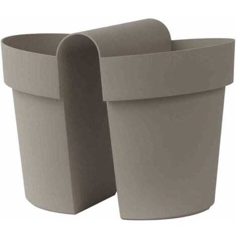 Balkonhängetopf BE-UP mit Wasserreserve 25 cm, taupe