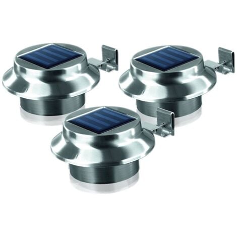 LED Dachrinnenleuchten 3er-Set aus Edelstahl Zaunleuchte Wegelicht Solarleuchten