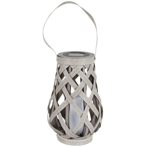 BURI Solar Gartenlaterne Rattanoptik Flackerkerze Gartenleuchte Gartendeko Solarlampe