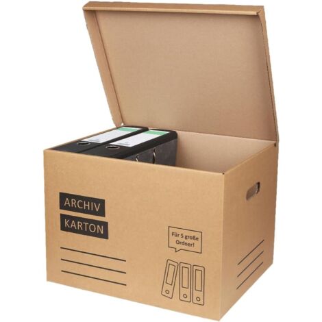 5er-Set Archivkarton Mit Klappdeckel Und Tragegriff – Robuste Aufbewahrungsbox Für Bis Zu 5 A4-Ordner
