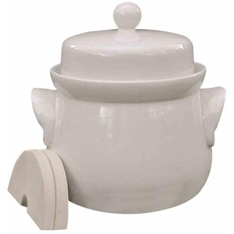 Mini-Gärtopf creme 4,0 l mit Deckel und passenden Steinen (1/2)