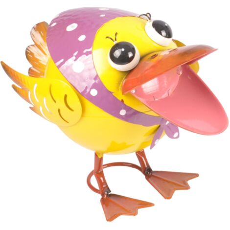 BURI Garten Dekofigur bunter Vogel aus Metall Gartendeko Gartenfigur Metalldeko - Vogel gelb