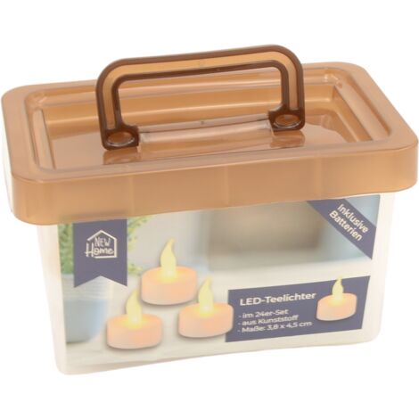 LED-Teelichter-Box 24er Set flackerndes Licht Kerzenlicht Deko Kerze