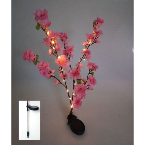 Solar LED Blütenstrauch rosa 90cm Gartenstecker Lichterstrauch Zweige Gartendeko