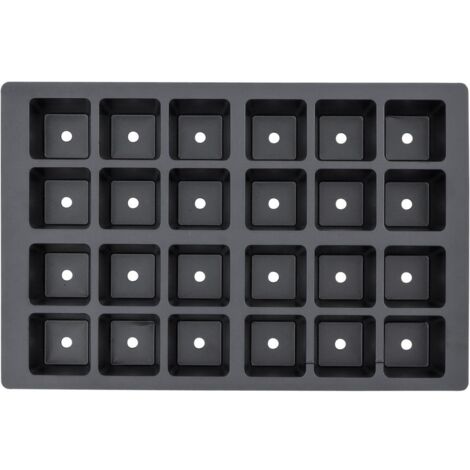 Topfplatte 335 x 220 x 50 mm mit 24 Töpfen aus Kunststoff Ø 4,5 cm gelocht (1/4)