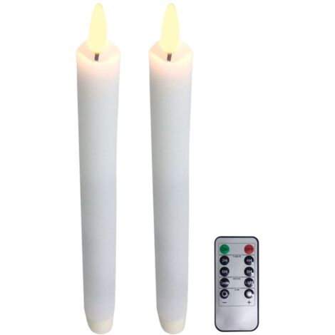 LED Wachs Tischkerzen 2er-Set warmweiß 24,5cm Tafelkerzen Spitzkerzen Stabkerzen