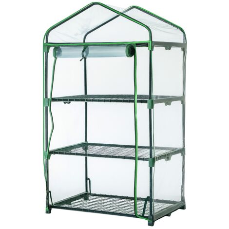 Foliengewächshaus Balkon Gewächshaus 126x70x50cm HxBxT, 3 Regale Treibhaus, Terrasse Anzuchthaus platzsparend, PVC transparent