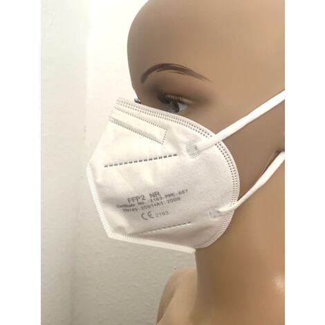 1x FFP2 NR Mundschutz weiß Feinstaubmaske CE2163 (1/3)
