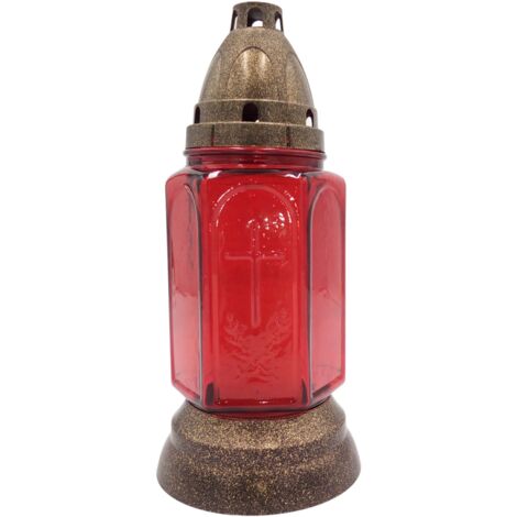 BURI Glas-Grablicht 24cm Grabkerze Tagebrenner Gedenkkerze Grabschmuck Ruhestätte