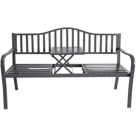 schwarz-Bronze Metall 2-3 Sitzer Relaxdays Gartenbank mit Klapptisch Sitzbank Garten /& Balkon HBT: 88 x 150 x 60 cm