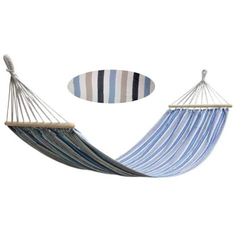 BURI Hängematte 200x90cm Hängeliege Stabhängematte Sonnenliege Gartenhängematte - breit gestreift