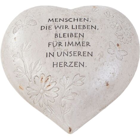 Spruchstein Herz 18x16cm Grabschmuck Gedenkstein Grabdeko Dekoherz Gartendeko - In unseren Herzen
