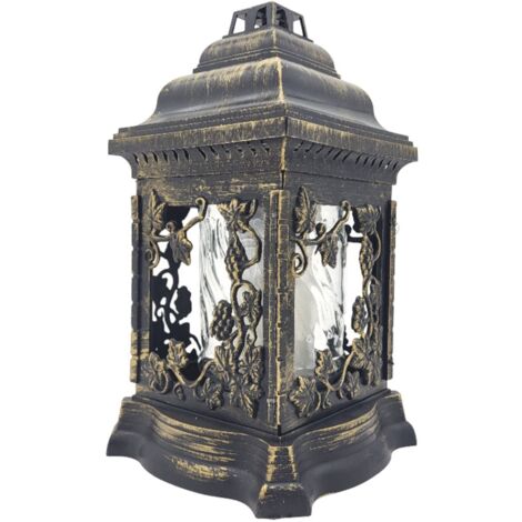 BURI Grablaterne mit Öllicht 26cm Grabschmuck Grabkerze Grablicht Friedhofskerze Deko - Gold