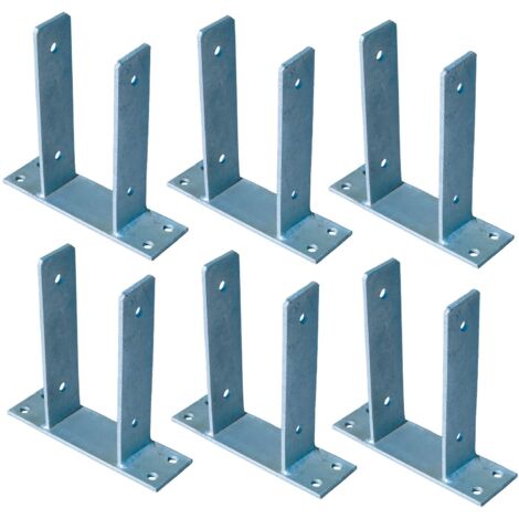 6x U Pfostenträger für Zaunpfosten 9x9 cm zum Aufschrauben verzinkt Pfostenanker