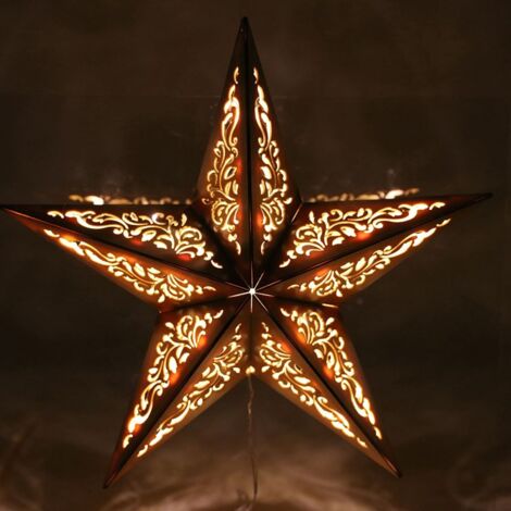 Weihnachtsstern aus Holz mit 15 LED Warmwei