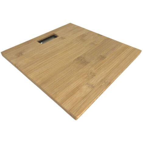 Digitale Personenwaage aus Bambusholz 30x30cm Körperwaage LCD-Display bis 120kg
