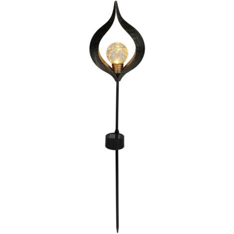 Solar Metall-Gartenstecker 58,5cm LED Glaskugel Gartendeko Mond Tropfen Flamme  - Tropfen (1/2)