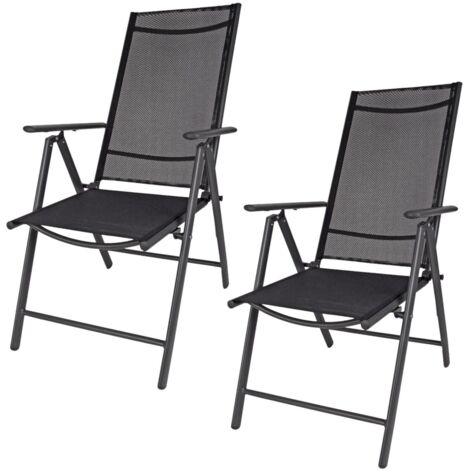 2x Alu-Klappsessel 7-fach verstellbar anthrazit Gartenstuhl Hochlehner Klappstuhl Textilene Campingstuhl Terrassenstuhl Gartenmöbel Balkonstuhl (1/2)