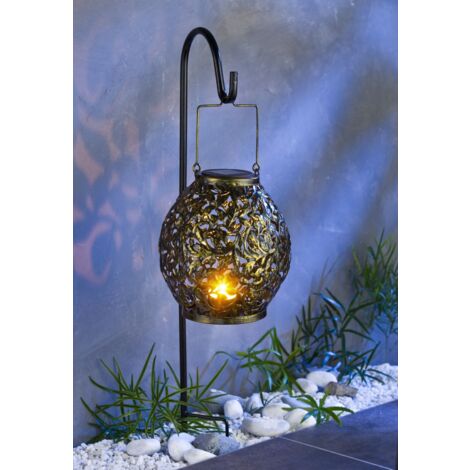 LED Solar Gartendeko Blumenkasten Laterne Solarleuchte Lichterkette Kunstpflanze - Laterne