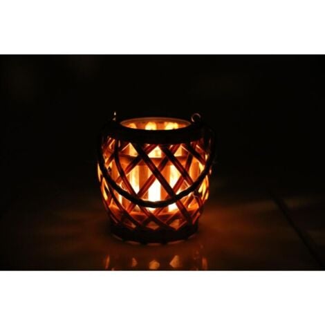 Kerzenständer Glaseinsatz Windlicht D15cm Weidenlaterne Kerzenhalter mit H14cm