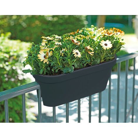 blumenkasten untersetzer 60 cm Blumenkasten mit Untersetzer 60 cm lang Rattan-Optik anthrazit