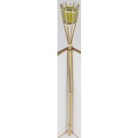 BURI Bambus Gartenfackel Glas Stab Windlicht Kerze Dekoration Erdspieß Leuchten Licht