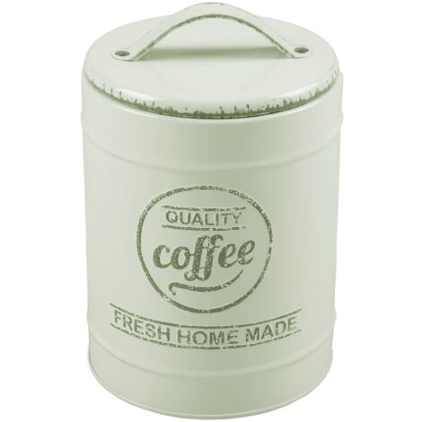 Metall Kaffeedose Vintage Kaffeebehälter Blechdose Vorratsdose Dekodose Teedose - creme