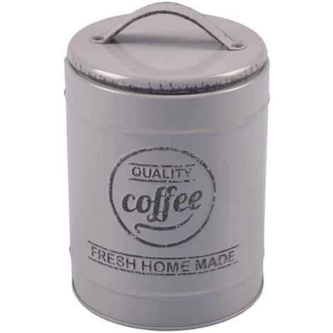 Metall Kaffeedose Vintage Kaffeebehälter Blechdose Vorratsdose Dekodose Teedose - grau