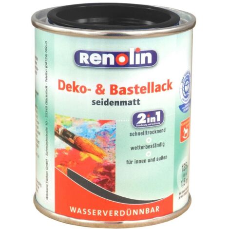 6x Renolin Bastel Lack 125ml Schwarz Dekoration Grundierung Lackierung Farben