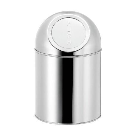 Tischabfalleimer Edelstahl 1L Mini Mülleimer mit Push-Deckel Abfallbehälter kompakt für Küche, Büro, Bad runder Tisch Mülleimer rostfrei spülmaschinengeeignet (1/5)
