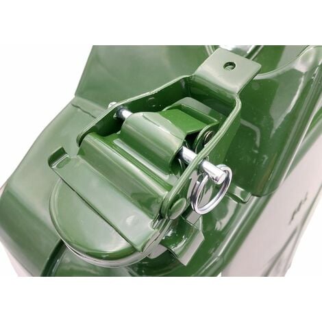 WALTER Benzinkanister 20L mit flexiblem Einfüllstutzen/Trichter aus Metall,  Kraftstoff Kanister, grün, Sicherheitsverschluss