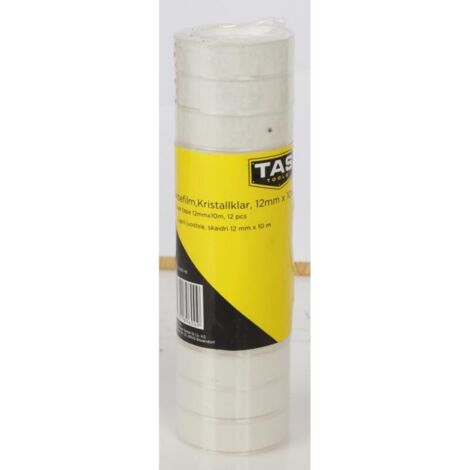 12x TAS Klebefilm 12 Rollen 10m Kristallklar Transparent Band Schulen Büro Tape (1/2)