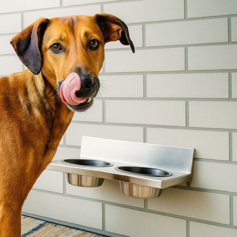 9x Edelstahl Doppelnapf 800ml Futterstation Hundefressnapf Futternapf Trinknapf Hundefutterstation Wandmontage Edelstahlnäpfe