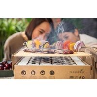 3x CasusGrill ko Einweggrill Einmalgrill 100% Nachhaltig - Bio Grill  rauchfrei 31x24 cm Bambus Kohle und Grillrost, natrlichen Materialien,  weniger CO2 Emission, 5 min startklar ber 1h Brenndauer