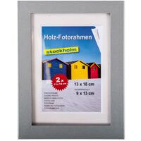 Holz-Fotorahmen 13x18cm 2er Pack versch. Farben Bilderrahmen Rahmen Bilder Foto - grau