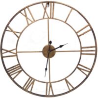 Metall-Wanduhr 60cm Bronze Küchenuhr Wohnzimmeruhr Retro Vintage Antik Quartzuhr