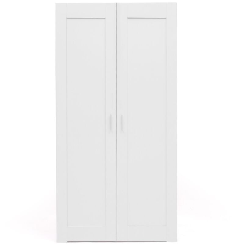 Armoire 2 portes VITO blanc penderie 80 cm avec étagères rangement maxi capacité 3