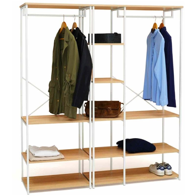 DRESIO - Armoire dressing avec étagère de 60cm, 2 penderies et 1 tiroir